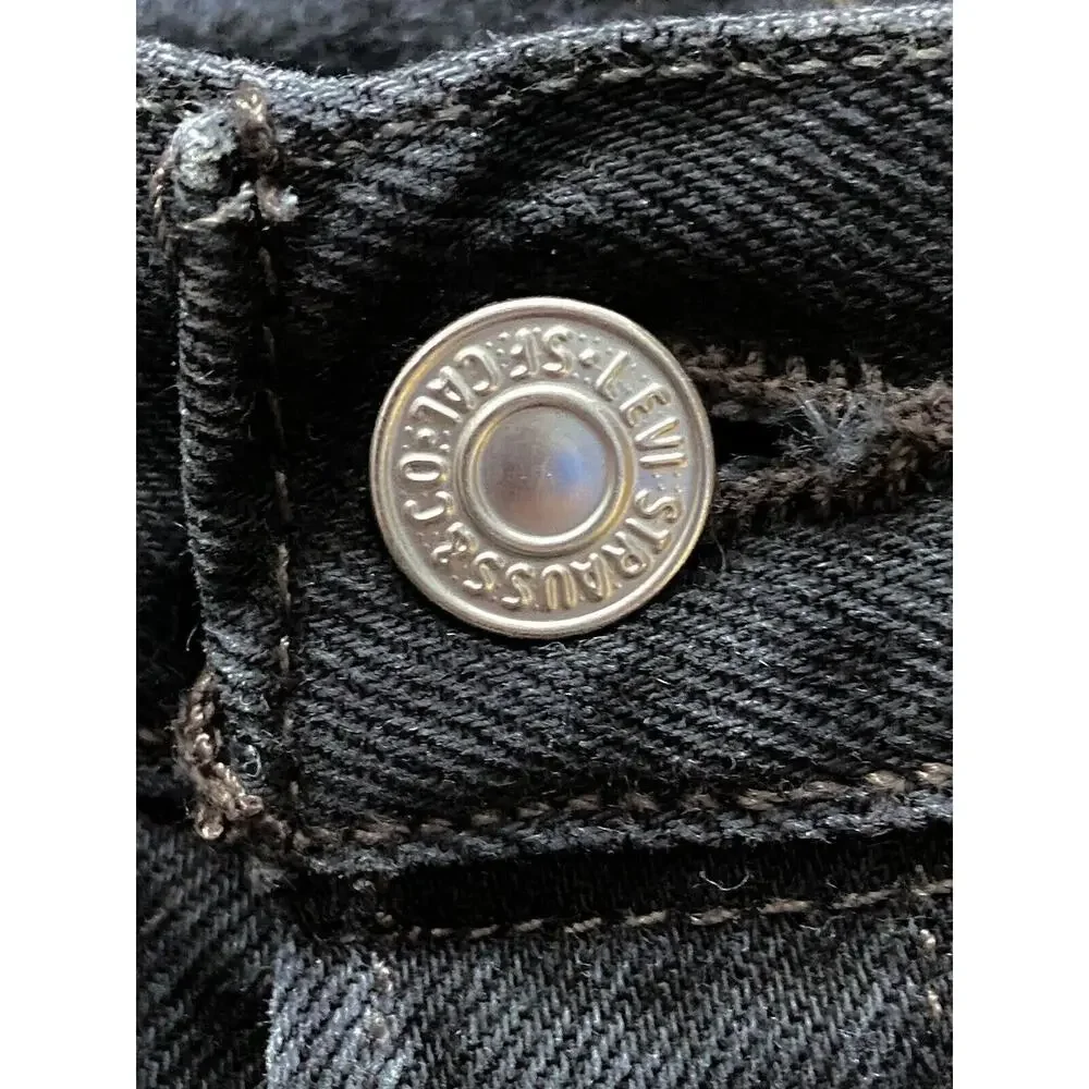 LEVI’S 501 Black Distressed Button-Fly Jeans sz 34 X 36